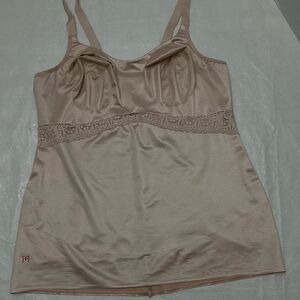 Ruby Ribbon Elegant Lace Trim Satin beige Camisole #3024 size 46